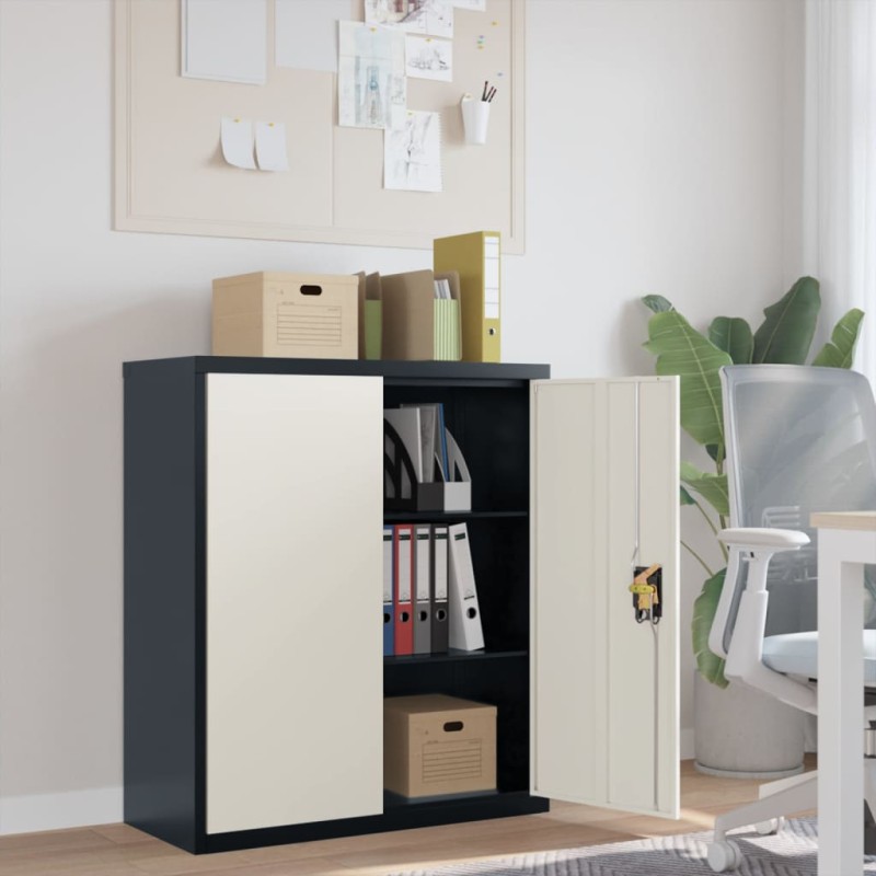 vidaXL Armadio Classificatore Antracite e Bianco 90x40x105 cm Acciaio vidaXL Armadio Classificatore Antracite e Bianco 90x40x105 cm Acciaio