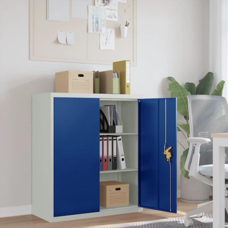vidaXL Armadio Classificatore Grigio Chiaro e Blu 90x40x105 cm Acciaio vidaXL Armadio Classificatore Grigio Chiaro e Blu 90x40x105 cm Acciaio