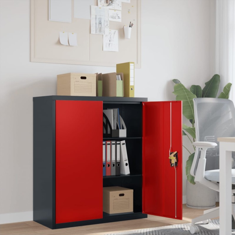 vidaXL Armadio Classificatore Antracite e Rosso 90x40x105cm in Acciaio vidaXL Armadio Classificatore Antracite e Rosso 90x40x105cm in Acciaio