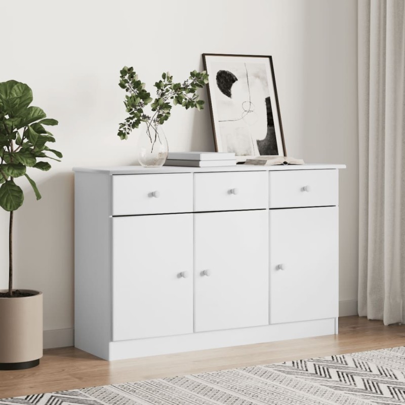 vidaXL Credenza ALTA Bianca 112x35x73 cm in Legno Massello di Pino vidaXL Credenza ALTA Bianca 112x35x73 cm in Legno Massello di Pino