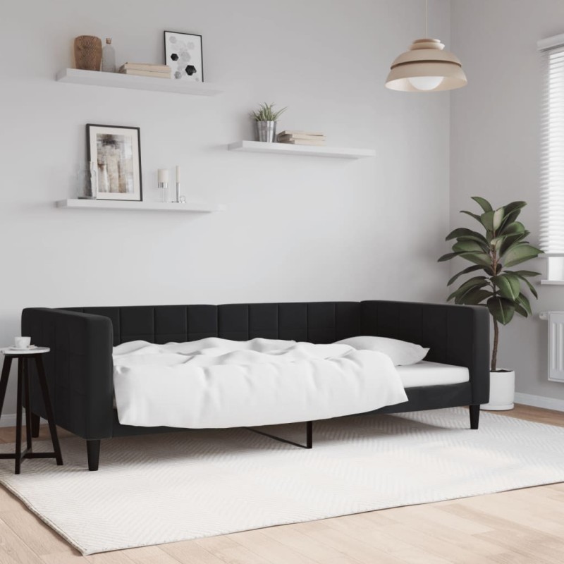 vidaXL Letto da Giorno Nero 100x200 cm in Velluto vidaXL Letto da Giorno Nero 100x200 cm in Velluto