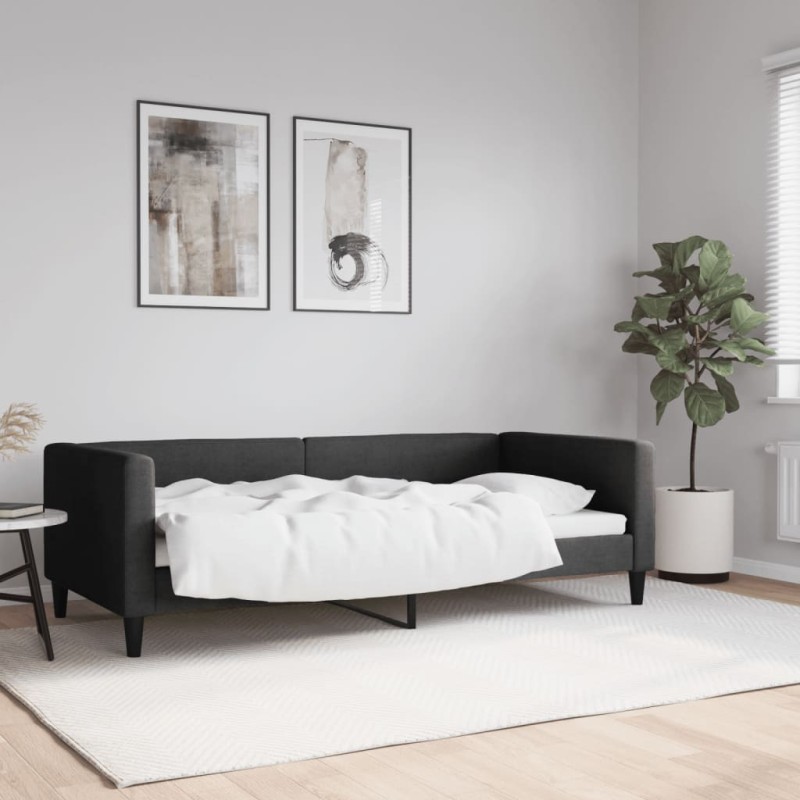 vidaXL Letto da Giorno Nero 90x190 cm in Tessuto vidaXL Letto da Giorno Nero 90x190 cm in Tessuto