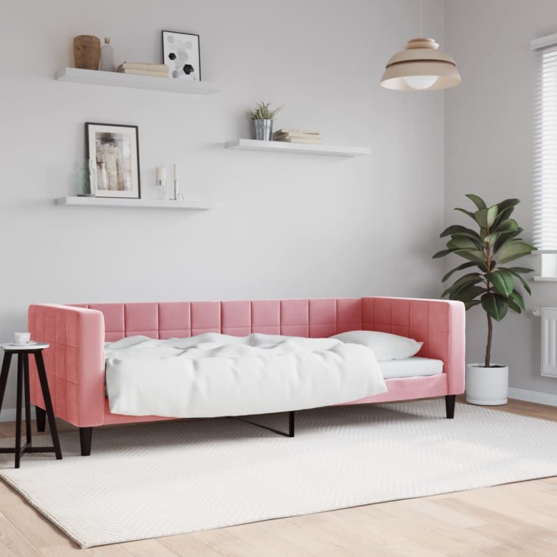 vidaXL Letto da Giorno Rosa 80x200 cm in Velluto vidaXL Letto da Giorno Rosa 80x200 cm in Velluto