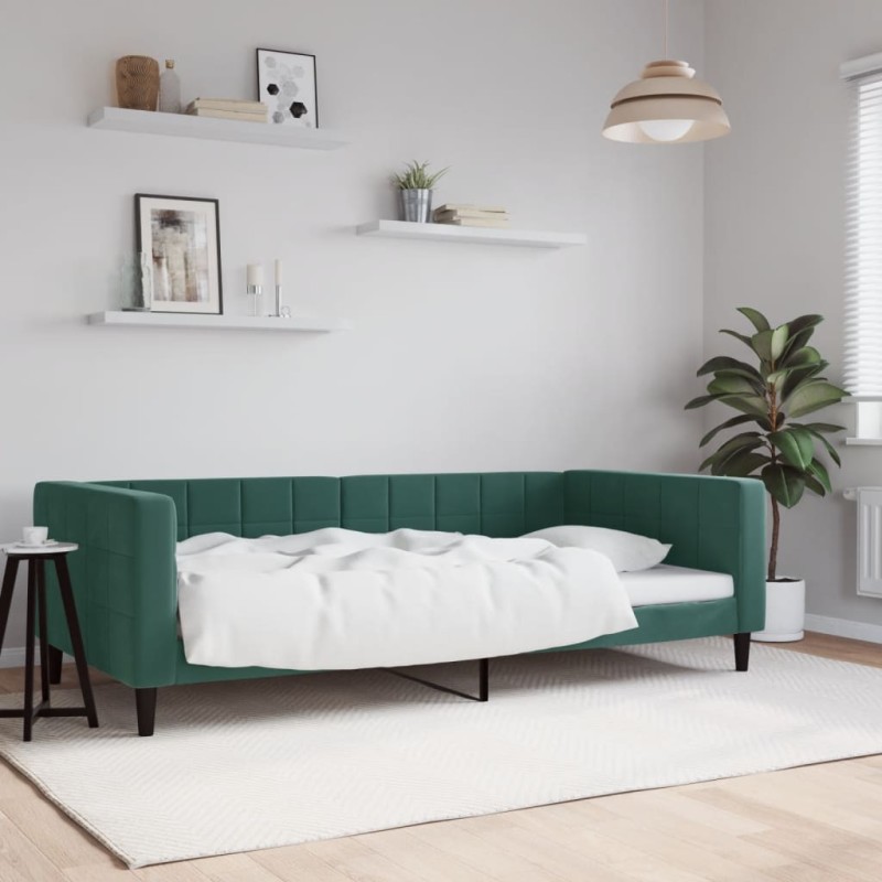 vidaXL Letto da Giorno Verde Scuro 100x200 cm in Velluto vidaXL Letto da Giorno Verde Scuro 100x200 cm in Velluto