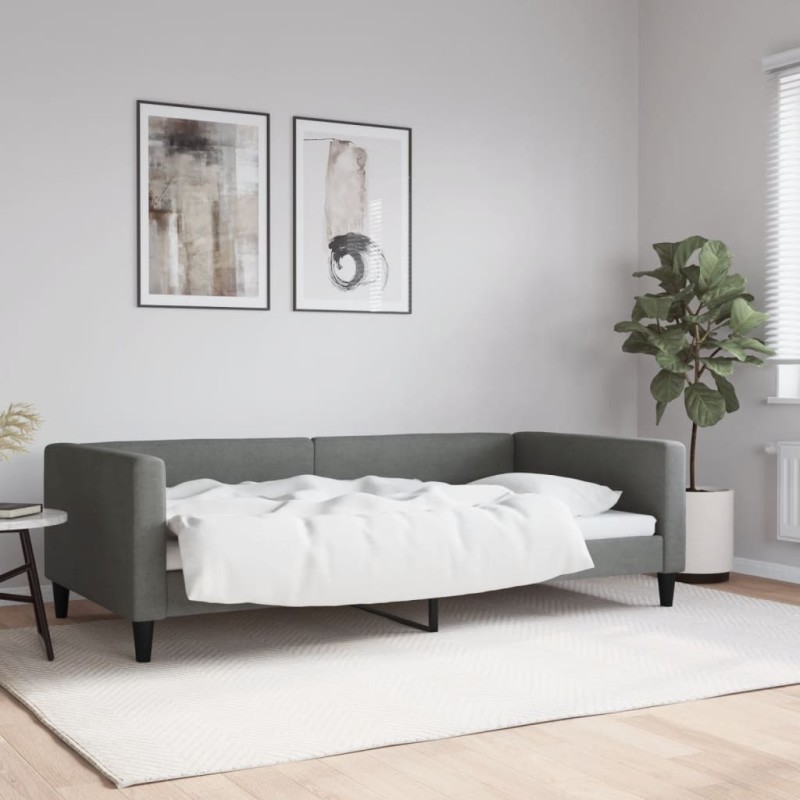 vidaXL Letto da Giorno Grigio Scuro 100x200 cm in Tessuto vidaXL Letto da Giorno Grigio Scuro 100x200 cm in Tessuto