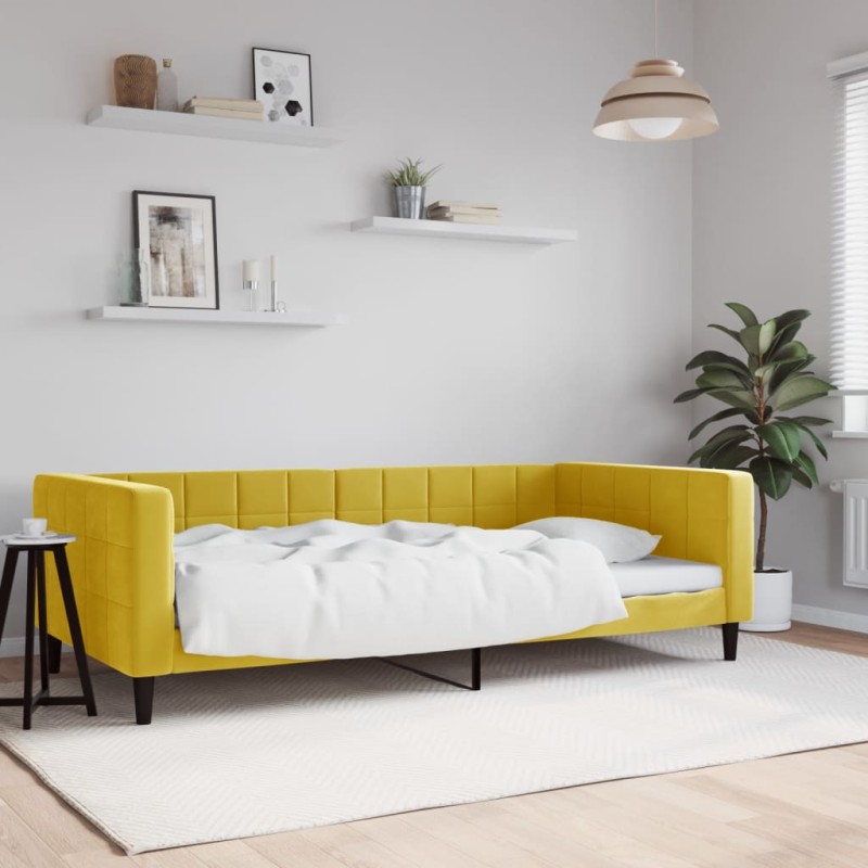 vidaXL Letto da Giorno Giallo 100x200 cm in Velluto vidaXL Letto da Giorno Giallo 100x200 cm in Velluto
