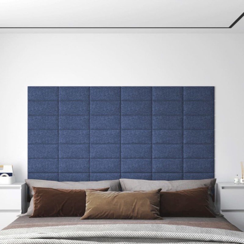 Pannelli Murali 12 pz Blu 30x15 cm Tessuto 0,54 m² Pannelli Murali 12 pz Blu 30x15 cm Tessuto 0,54 m²