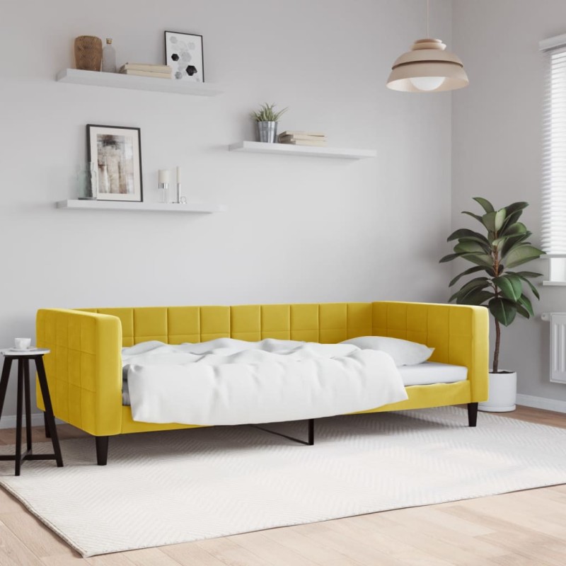 vidaXL Letto da Giorno Giallo 90x200 cm in Velluto vidaXL Letto da Giorno Giallo 90x200 cm in Velluto