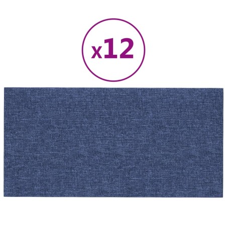 Pannelli Murali 12 pz Blu 30x15 cm Tessuto 0,54 m²