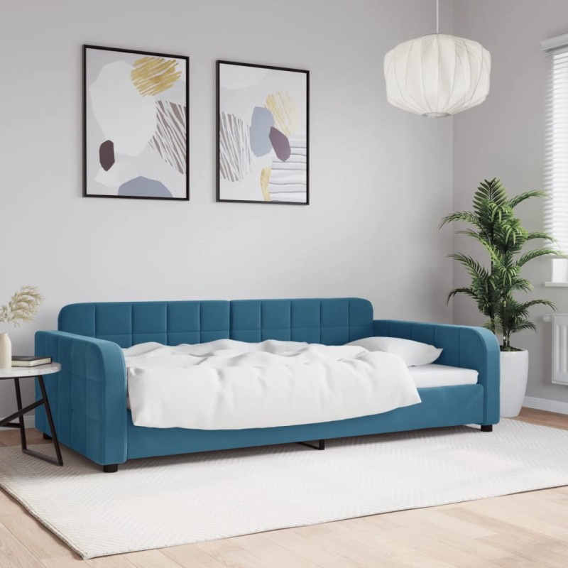 vidaXL Letto da Giorno Blu 100x200 cm in Velluto vidaXL Letto da Giorno Blu 100x200 cm in Velluto