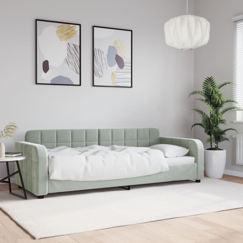 vidaXL Letto da Giorno Grigio Chiaro 80x200 cm in Velluto vidaXL Letto da Giorno Grigio Chiaro 80x200 cm in Velluto