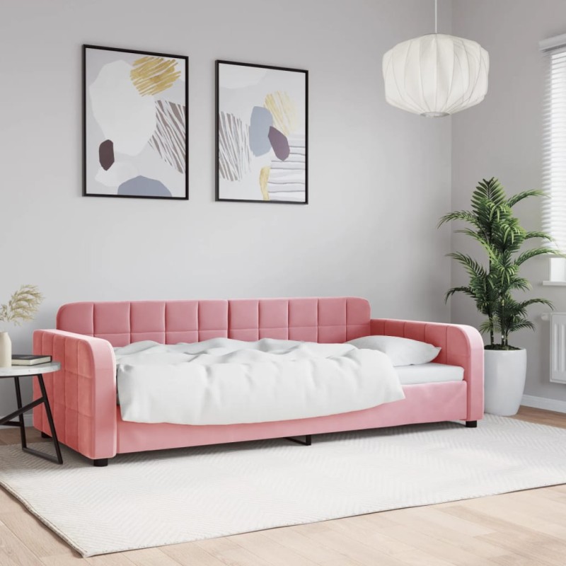 vidaXL Letto da Giorno Rosa 90x200 cm in Velluto