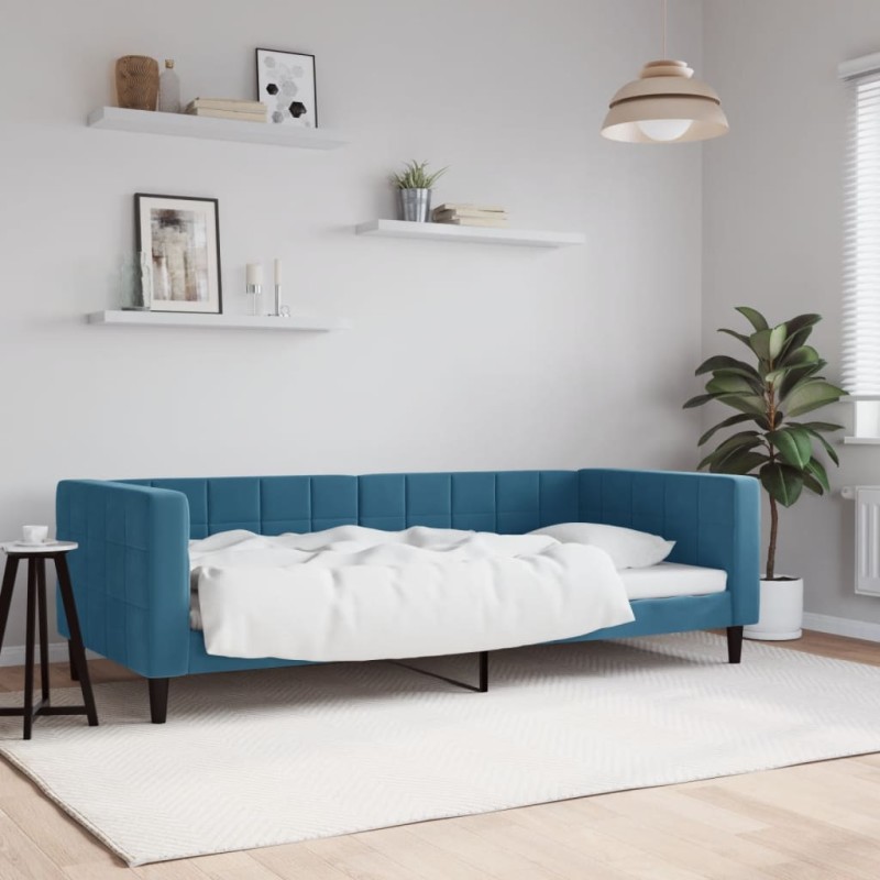 vidaXL Letto da Giorno Blu 90x200 cm in Velluto vidaXL Letto da Giorno Blu 90x200 cm in Velluto