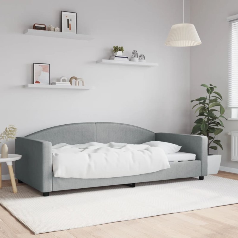 vidaXL Letto da Giorno Grigio Chiaro 100x200 cm in Tessuto vidaXL Letto da Giorno Grigio Chiaro 100x200 cm in Tessuto
