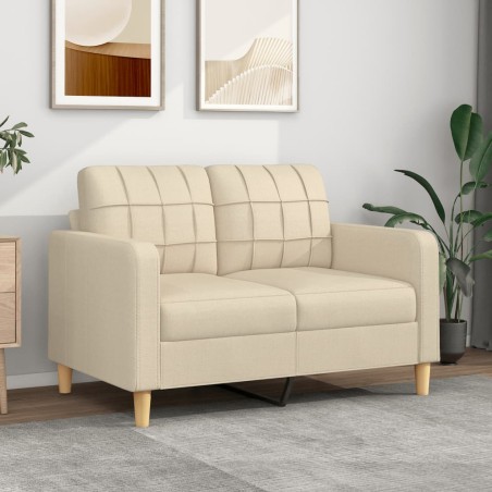 vidaXL Divano a 2 Posti Crema 120 cm in Tessuto