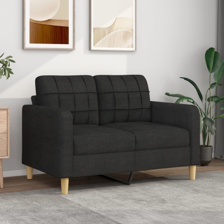 vidaXL Divano a 2 Posti Nero 120 cm in Tessuto
