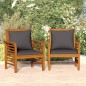 Poltrone con Cuscini Grigio Scuro 2 pz Legno Massello di Acacia Poltrone con Cuscini Grigio Scuro 2 pz Legno Massello di Acacia