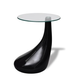 vidaXL Tavolino da Caffè con Ripiano Rotondo in Vetro Nero Lucido 
