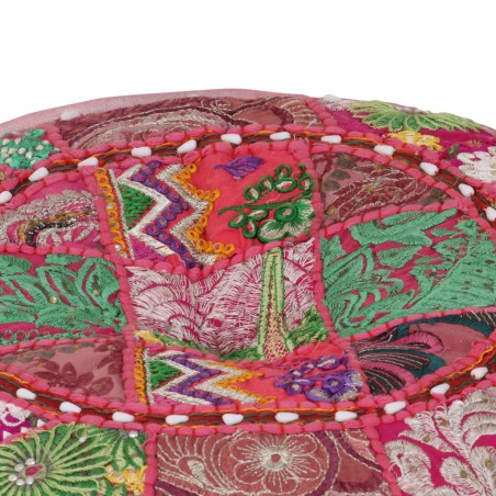 vidaXL Pouf Patchwork Rotondo Fatto a Mano in Cotone 40x20 cm Rosa