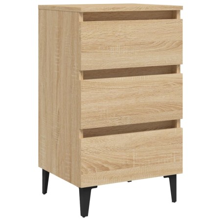 vidaXL Comodino con Gambe in Metallo Rovere Sonoma 40x35x69 cm