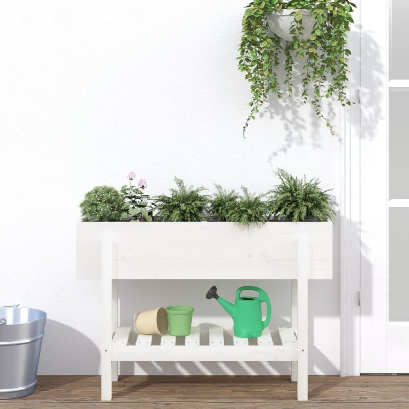 vidaXL Fioriera Rialzata da Giardino Bianca 101x30x69 cm Massello Pino vidaXL Fioriera Rialzata da Giardino Bianca 101x30x69 cm Massello Pino