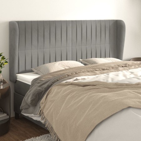 Testiera ad Orecchio Grigio Chiaro 163x23x118/128 cm in Velluto