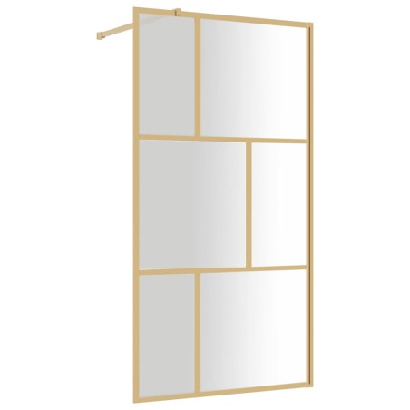 vidaXL Parete per Doccia Walk-in Vetro Trasparente ESG 115x195 cm Oro