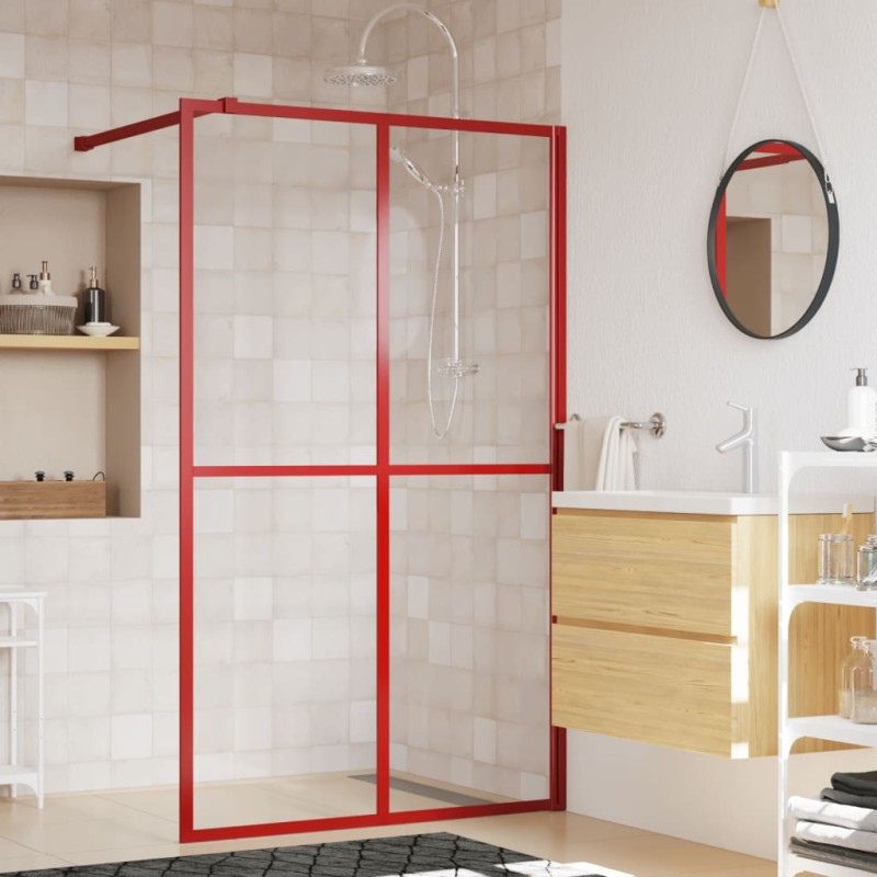 vidaXL Parete per Doccia Walk-in Vetro Trasparente ESG 118x195cm Rossa vidaXL Parete per Doccia Walk-in Vetro Trasparente ESG 118x195cm Rossa