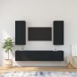 Set Mobili Porta TV 4 pz Nero in Legno Multistrato Set Mobili Porta TV 4 pz Nero in Legno Multistrato