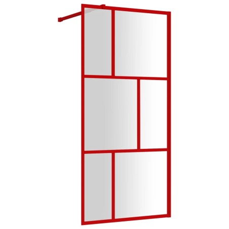 vidaXL Parete per Doccia Walk-in Vetro Trasparente ESG 90x195 cm Rossa