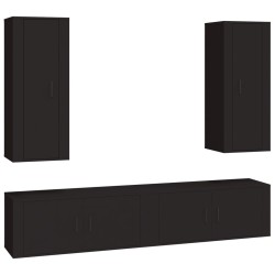 Set Mobili Porta TV 4 pz Nero in Legno Multistrato