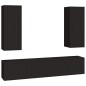 Set Mobili Porta TV 4 pz Nero in Legno Multistrato Set Mobili Porta TV 4 pz Nero in Legno Multistrato