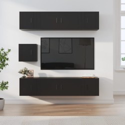 Set di Mobili Porta TV 7 pz Nero in Legno Multistrato