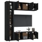 Set di Mobili Porta TV 7 pz Nero in Legno Multistrato Set di Mobili Porta TV 7 pz Nero in Legno Multistrato