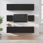 Set Mobili Porta TV 8pz Nero in Legno Multistrato Set Mobili Porta TV 8pz Nero in Legno Multistrato
