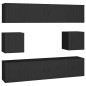 Set Mobili Porta TV 8pz Nero in Legno Multistrato Set Mobili Porta TV 8pz Nero in Legno Multistrato