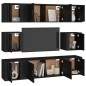 Set Mobili Porta TV 8pz Nero in Legno Multistrato Set Mobili Porta TV 8pz Nero in Legno Multistrato