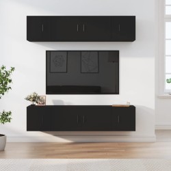Set Mobili Porta TV 6 pz Nero in Legno Multistrato