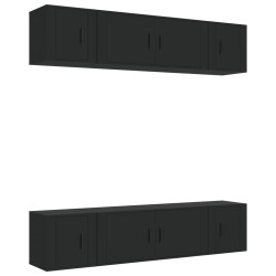 Set Mobili Porta TV 6 pz Nero in Legno Multistrato