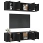 Set Mobili Porta TV 6 pz Nero in Legno Multistrato Set Mobili Porta TV 6 pz Nero in Legno Multistrato