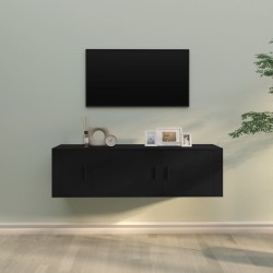 Set Mobili Porta TV 2 pz Nero in Legno Multistrato
