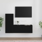 Set Mobili Porta TV 2 pz Nero in Legno Multistrato Set Mobili Porta TV 2 pz Nero in Legno Multistrato