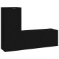Set Mobili Porta TV 2 pz Nero in Legno Multistrato Set Mobili Porta TV 2 pz Nero in Legno Multistrato