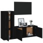 Set Mobili Porta TV 2 pz Nero in Legno Multistrato Set Mobili Porta TV 2 pz Nero in Legno Multistrato