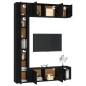 Set di Mobili Porta TV 7 pz Nero in Legno Multistrato Set di Mobili Porta TV 7 pz Nero in Legno Multistrato