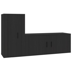 Set Mobili Porta TV 2 pz Nero in Legno Multistrato
