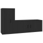 Set Mobili Porta TV 2 pz Nero in Legno Multistrato Set Mobili Porta TV 2 pz Nero in Legno Multistrato
