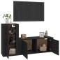 Set Mobili Porta TV 2 pz Nero in Legno Multistrato Set Mobili Porta TV 2 pz Nero in Legno Multistrato