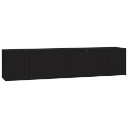 Set Mobili Porta TV 3 pz Nero in Legno Multistrato