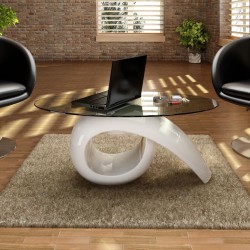 vidaXL Tavolino da Caffè con Ripiano Ovale in Vetro Bianco Lucido 